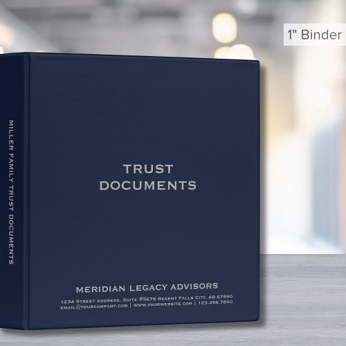 Navy Blue and Gray Trust Documents 3 Ring Binder