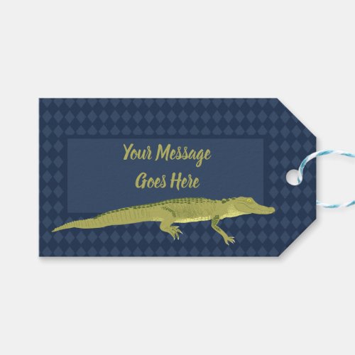 Navy Blue and Green Alligator  Gift Tags