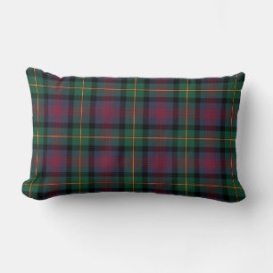 Navy Blue and Green Clan Logan Scottish Plaid Lumbar Pillow