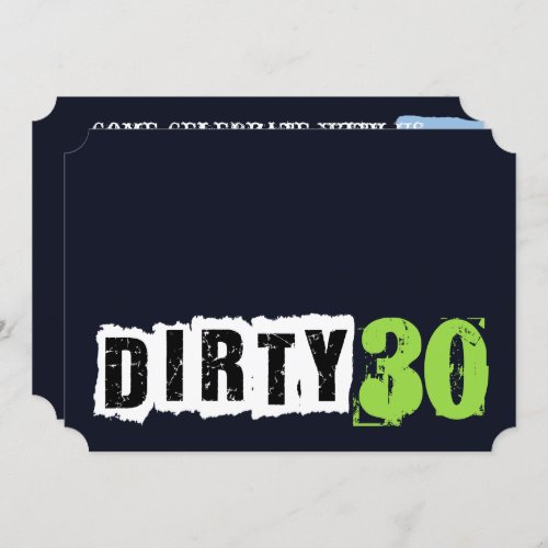 Navy Blue And Green Dirty 30th Birthday Party Invitation