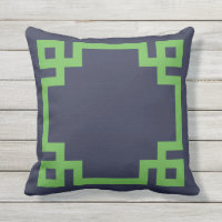 Navy Blue and Green Greek Key Border