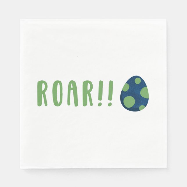Navy Blue and Green ROAR!! Dinosaur Egg Napkins (Front)