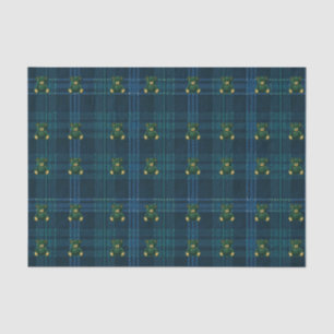 Navy Blue and Green Teddy Tartan Tissue Paper
