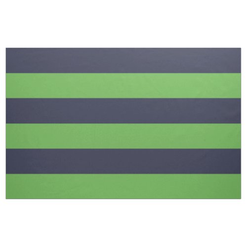 Navy Blue and Green Wide Stripes Large Scale Fabric