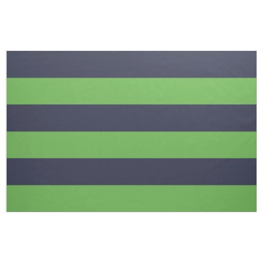 Navy Blue and Green Wide Stripes Large Scale Fabric