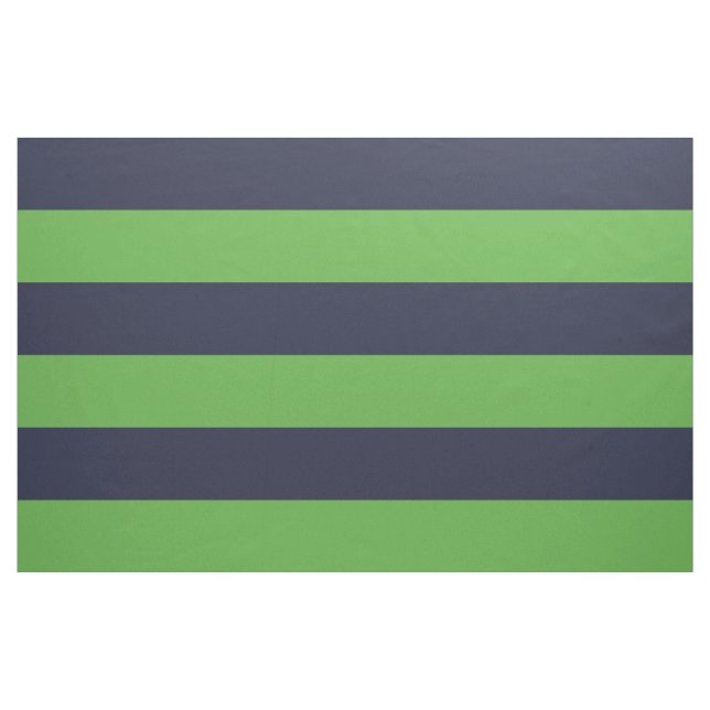 Navy Blue and Green Wide Stripes Large Scale Fabric (Yard)
