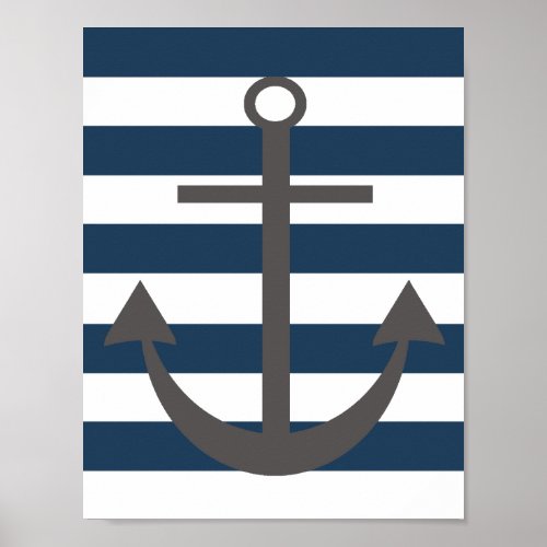 Navy Blue and Grey Anchor Nursery Print