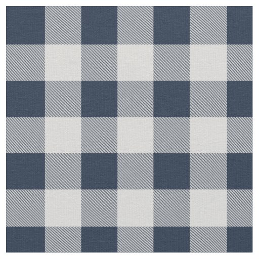 Navy Blue and Grey Buffalo Checker Plaid Fabric