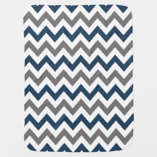 Navy Blue and Grey Chevron Baby Blanket