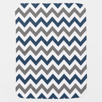 Navy Blue And Grey Chevron Baby Blanket by bellababydesigns at Zazzle