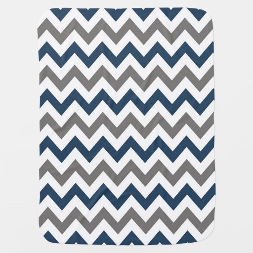 Navy Blue and Grey Chevron Baby Blanket | Zazzle