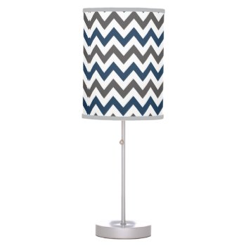Navy Blue And Grey Chevron Table Lamp by bellababydesigns at Zazzle