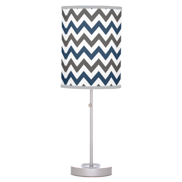 Small Navy Chevron with accent gray trim lamp shade