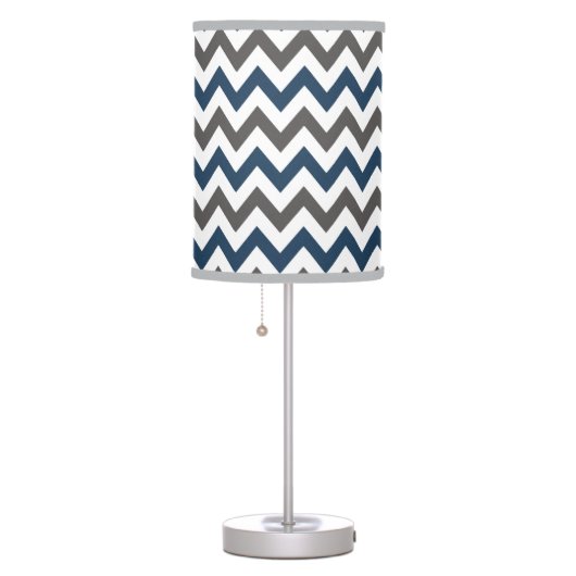 Navy Blue and Grey Chevron Table Lamp (Right)
