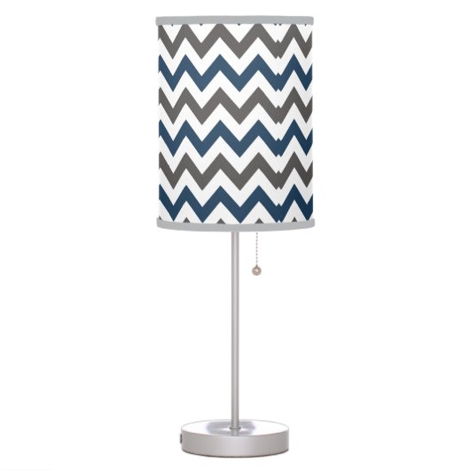 Navy Blue and Grey Chevron Table Lamp (Left)