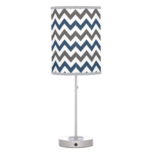 Navy Blue and Grey Chevron Table Lamp (Back)