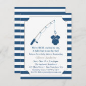 Navy Blue and Grey Fishing Themed Baby Shower Invitation (Front/Back)
