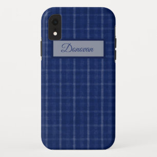 Navy Blue And Grey Plaid Case-Mate iPhone Case