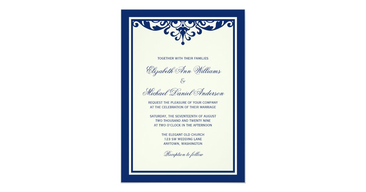 Navy Blue And Ivory Wedding Invitations 6