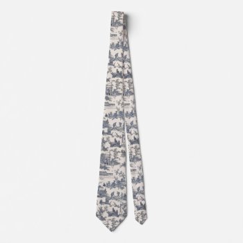 Navy Blue And Ivory French Toile Neck Tie by Myweddingday at Zazzle
