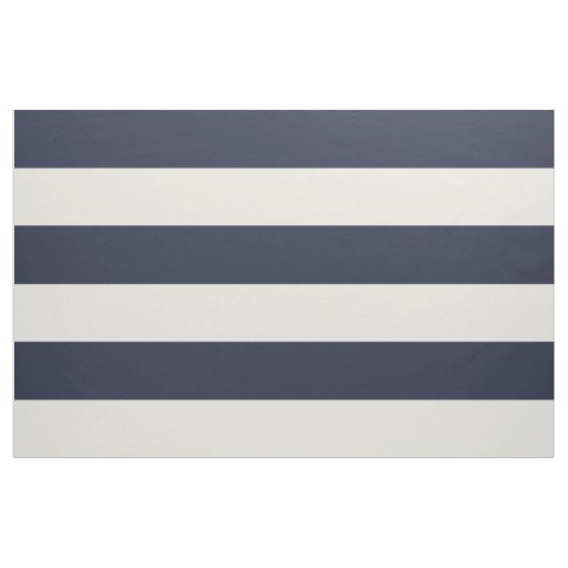 Navy Blue and Ivory Wide Stripes Large Scale Fabric