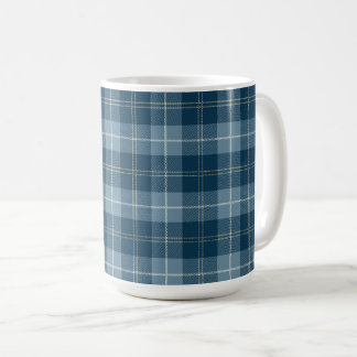 Navy Blue and Light Blue Tartan Plaid Pattern Coffee Mug