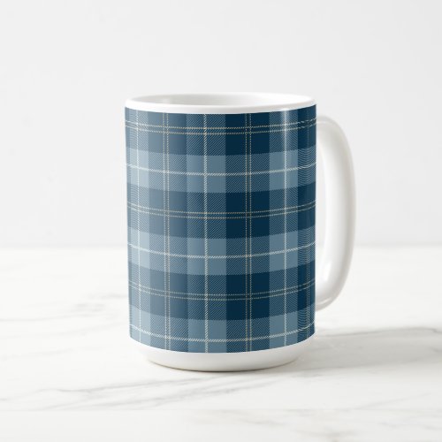 Navy Blue and Light Blue Tartan Plaid Pattern Coffee Mug