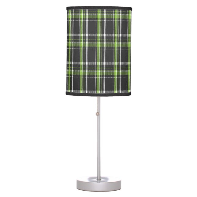 Navy Blue and Lime Green Scotland Tartan Table Lamp (Front)