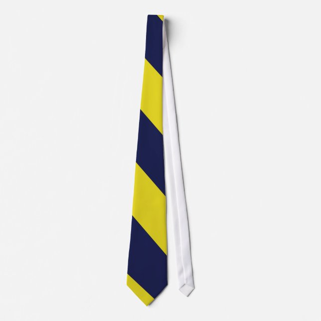 Navy Blue and Maize Diagonal-Striped Tie (Front)