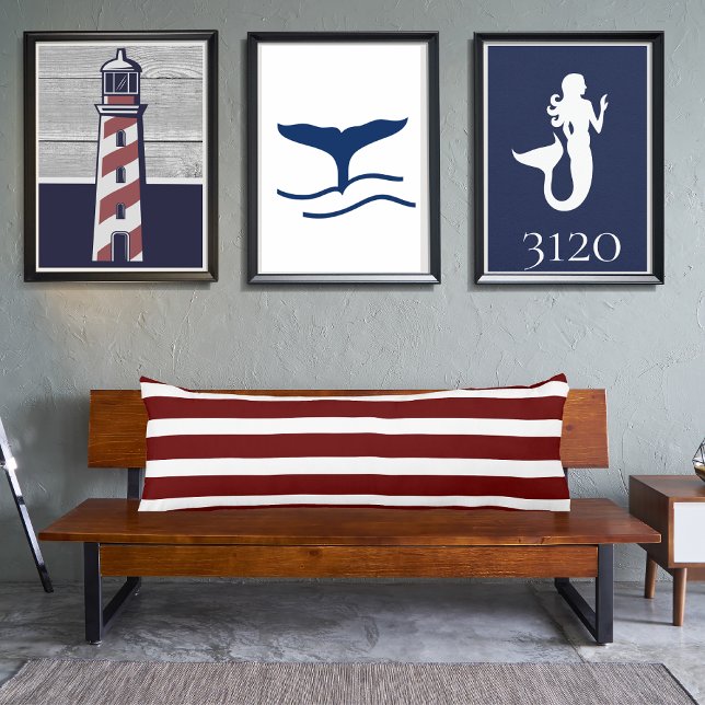 Navy Blue and  Maroon Red Rusty White Striped Body Pillow (Creator Uploaded)
