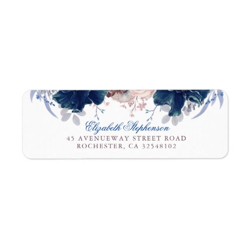 Navy Blue and Mauve Floral Vintage Wedding Label