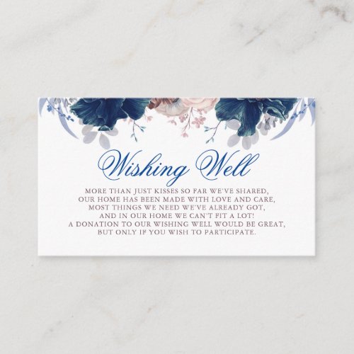 Navy Blue and Mauve Wishing Well Enclosure Card