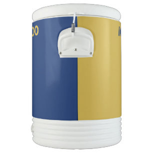 Navy Blue and Metallic Gold Half Color Custom Text Beverage Cooler