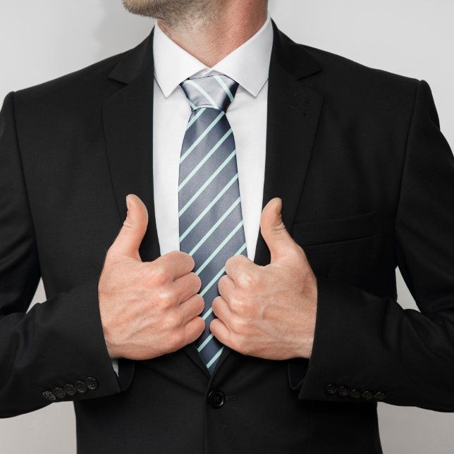 Navy Blue and Mint Stripes Neck Tie (Creator Uploaded)