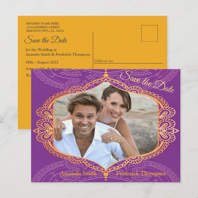 Navy Blue and or Violet with Gold Mandalas Announc Announcement Postcard (Front/Back)