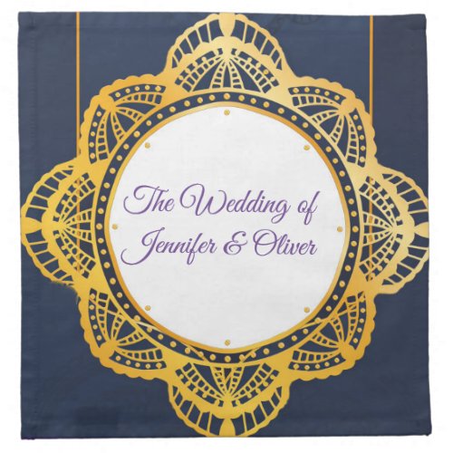 Navy Blue and or Violet with Gold Mandalas Cloth Napkin