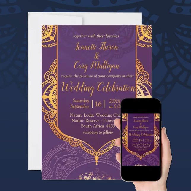 Navy Blue and or Violet with Gold Mandalas Invitation (Creator Uploaded)