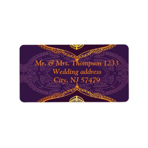 Navy Blue and or Violet with Gold Mandalas Label
