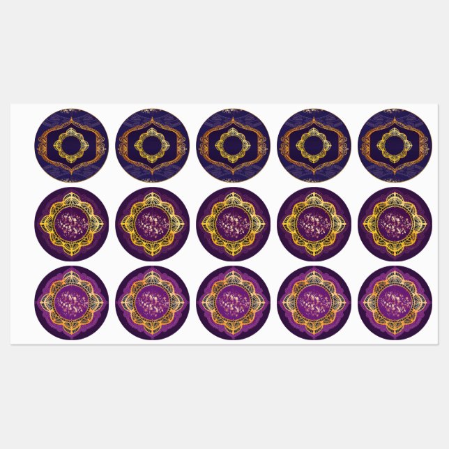 Navy Blue and or Violet with Gold Mandalas Labels (Sheet)