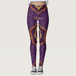 Navy Blue and or Violet with Gold Mandalas Leggings