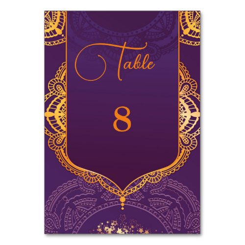 Navy Blue and or Violet with Gold Mandalas Table Number