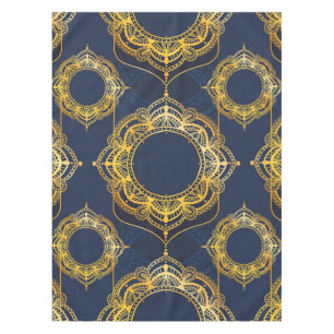 Navy Blue and or Violet with Gold Mandalas Tablecloth