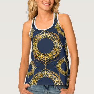 Navy Blue and or Violet with Gold Mandalas Tank Top