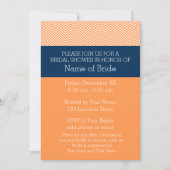 Navy Blue and Orange Chevron Pattern Bridal Shower Invitation (Front)
