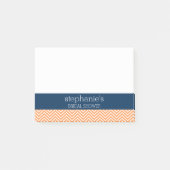 Navy Blue and Orange Chevron Pattern Bridal Shower Post-it Notes (Front)
