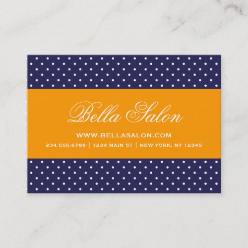 Navy Blue and Orange Modern Polka Dots Business Card