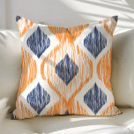 Navy Blue and Orange Ogee Ikat Pattern Throw Pillow<br><div class="desc">Beautiful modern decorative accent throw pillow. Perfect for the couch or the bed. Cute home decor for any room. Choose your own shape: square,  rectangle,  lumbar or round.</div>