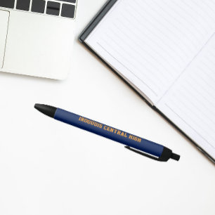 Navy Blue and Orange School Colors and Name Pen