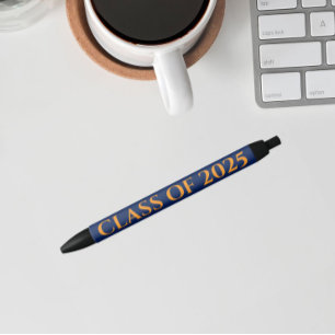 Navy Blue and Orange School Colors Class Year Pen
