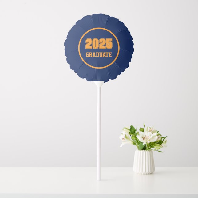 Navy Blue and Orange School Colors Graduation Balloon (In SItu)
